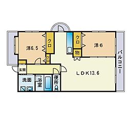 プレヌセゾン葉月 2LDKの間取図画像