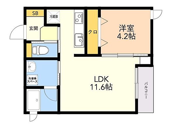 二日市南ＡＰ（仮） 305｜福岡県筑紫野市二日市南４丁目(賃貸アパート1LDK・3階・38.06㎡)の写真 その2