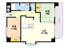 グランドゥール鬼倉 2LDKの間取図画像