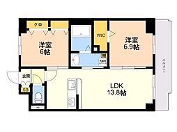 エルグランド二日市 2LDKの間取図画像