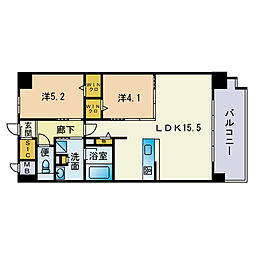 ウェルス雑餉隈駅前 2LDKの間取図画像