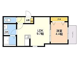 三筑2丁目AP(仮) 1LDKの間取図画像