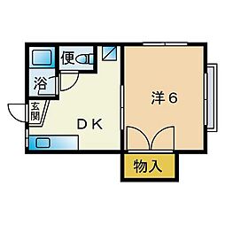HR南福岡 1Kの間取図画像