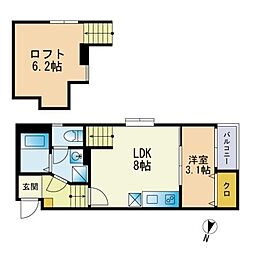 メゾン南福岡 1LDKの間取図画像