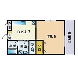 アムールCrest 1DKの間取図画像