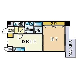 ヴェルモント桜原 1DKの間取図画像