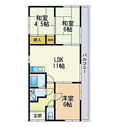 スカイコートB 3LDKの間取図画像