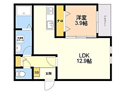 麦野4丁目AP(仮) 1LDKの間取図画像