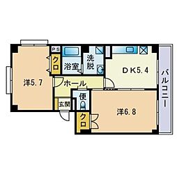 ラフィーネ・プロムナード2 2DKの間取図画像