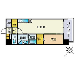 グローリー南福岡 1LDKの間取図画像