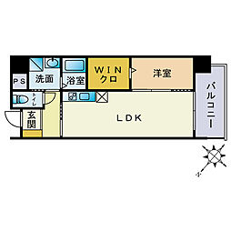 グローリー南福岡 1LDKの間取図画像