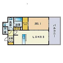 R&R 1LDKの間取図画像