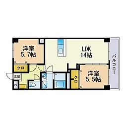 戸田第2ビル 2LDKの間取図画像