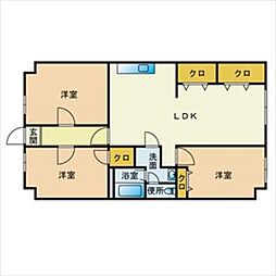 戸田第2ビル 3LDKの間取図画像