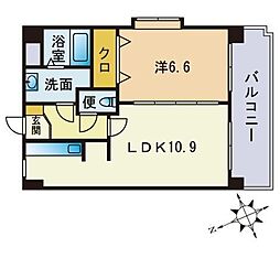 ハイムK.I二日市駅前 1LDKの間取図画像