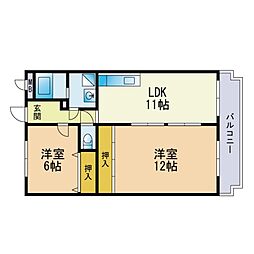 エントピア那珂川2 2LDKの間取図画像