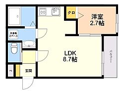 Terrace二日市 1LDKの間取図画像