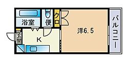 プラザ雑餉隈 1Kの間取図画像