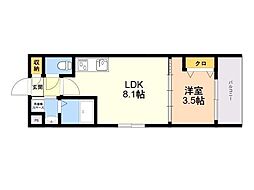 福岡市博多区元町1丁目マンション 1LDKの間取図画像