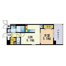 エルヴィータ 1LDKの間取図画像