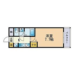 リーセント春町 1Kの間取図画像