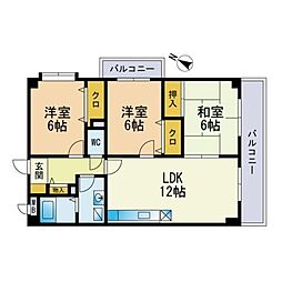 シャトレ天拝 3LDKの間取図画像