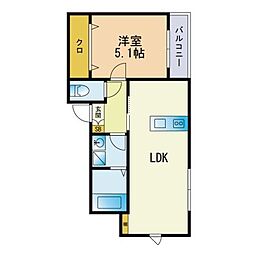 メゾンクレール筑紫通り 1LDKの間取図画像