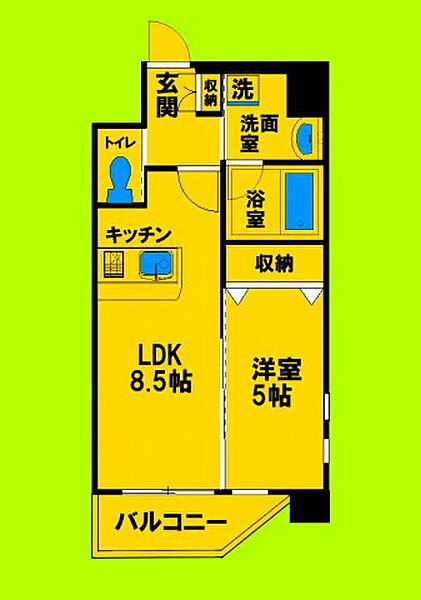 大阪府吹田市南吹田5丁目(賃貸マンション1LDK・8階・34.65㎡)の写真 その2