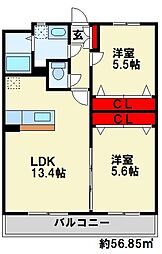 ユーミーシャルマン 2LDKの間取図画像