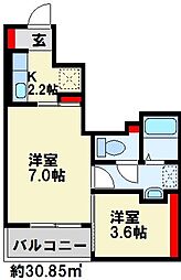 アーバンフォレスト下曽根 1Kの間取図画像