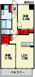 メディアパーク 2LDKの間取図画像