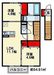 サンフォレスト 2LDKの間取図画像