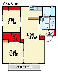 メゾンドレスポアール 2LDKの間取図画像