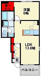 ネオガーデン朽網東2 1LDKの間取図画像