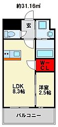 レジェンド朽網 1LDKの間取図画像