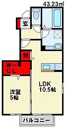 オータムコート2 1LDKの間取図画像