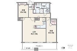 ジオタワー宝塚WEST 2LDKの間取図画像