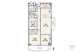 ローズハイツ夙川 2SLDKの間取図画像