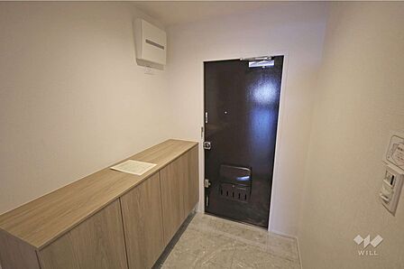 玄関。シューズボックスがございますので、すっきりとした綺麗な状態が保てます。シューズボックスの上に小物を置くことができます。［2026年6月29日撮影］