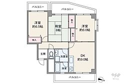 ベレール緑地公園 3DKの間取図画像