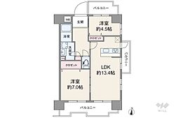 ベル・アーバニティ東淀川 2LDKの間取図画像