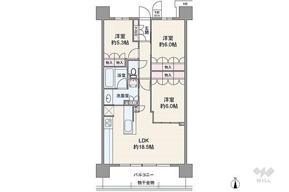 間取りは専有面...