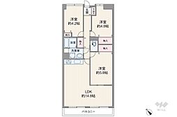 ユニライフ北大阪2号棟 3LDKの間取図画像