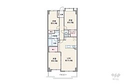 ヴィルヌーブ緑地公園 3LDKの間取図画像