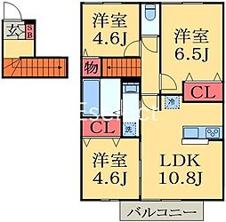 フォレストウッド B棟 3LDKの間取図画像