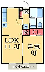 ハイツウェルストーン 1LDKの間取図画像
