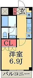 ラ・カーサおゆみ1 1Kの間取図画像