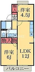 エクレール五井西D 2LDKの間取図画像