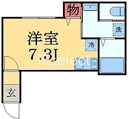 カームフ千葉寺 ワンルームの間取図画像