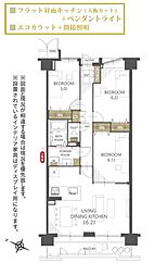 シャルマンコーポ三島B棟 3LDKの間取図画像